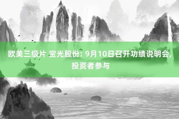 欧美三级片 宝光股份: 9月10日召开功绩说明会， 投资者参与