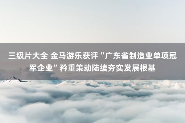 三级片大全 金马游乐获评“广东省制造业单项冠军企业”矜重策动陆续夯实发展根基