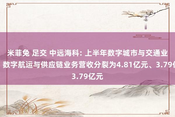 米菲兔 足交 中远海科: 上半年数字城市与交通业务、数字航运与供应链业务营收分裂为4.81亿元、3.79亿元