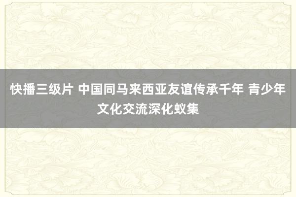 快播三级片 中国同马来西亚友谊传承千年 青少年文化交流深化蚁集