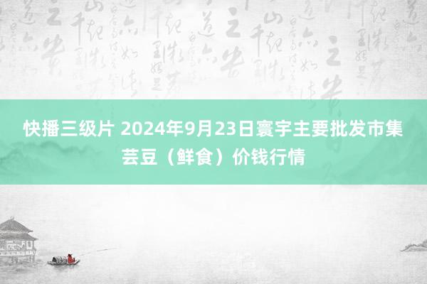 快播三级片 2024年9月23日寰宇主要批发市集芸豆（鲜食）价钱行情