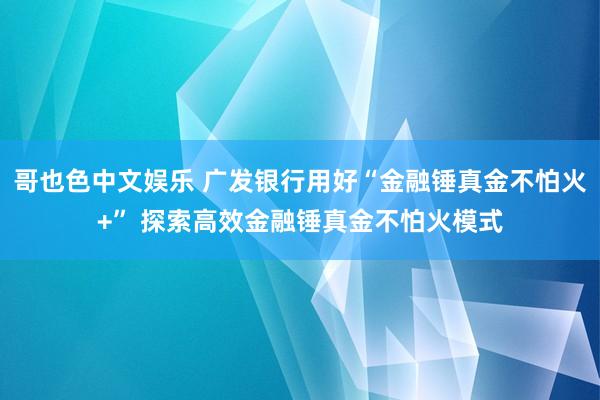 哥也色中文娱乐 广发银行用好“金融锤真金不怕火+” 探索高效金融锤真金不怕火模式