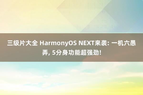 三级片大全 HarmonyOS NEXT来袭: 一机六愚弄， 5分身功能超强劲!