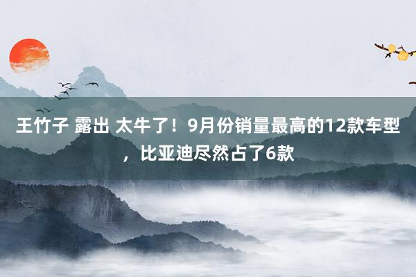 王竹子 露出 太牛了！9月份销量最高的12款车型，比亚迪尽然占了6款