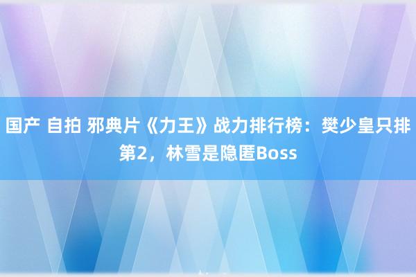 国产 自拍 邪典片《力王》战力排行榜：樊少皇只排第2，林雪是隐匿Boss