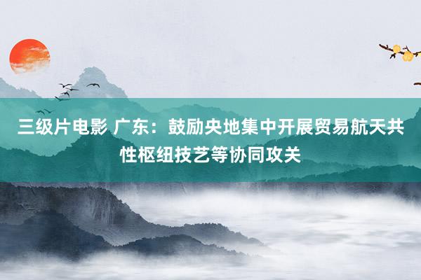 三级片电影 广东：鼓励央地集中开展贸易航天共性枢纽技艺等协同攻关