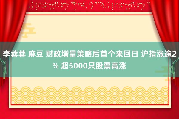 李蓉蓉 麻豆 财政增量策略后首个来回日 沪指涨逾2% 超5000只股票高涨