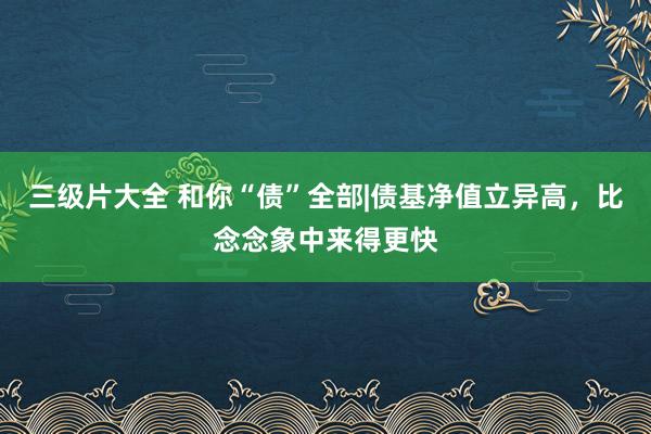 三级片大全 和你“债”全部|债基净值立异高，比念念象中来得更快