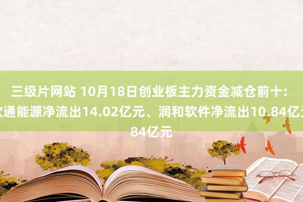 三级片网站 10月18日创业板主力资金减仓前十: 软通能源净流出14.02亿元、润和软件净流出10.84亿元