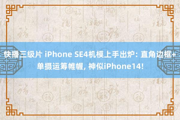 快播三级片 iPhone SE4机模上手出炉: 直角边框+单摄运筹帷幄， 神似iPhone14!