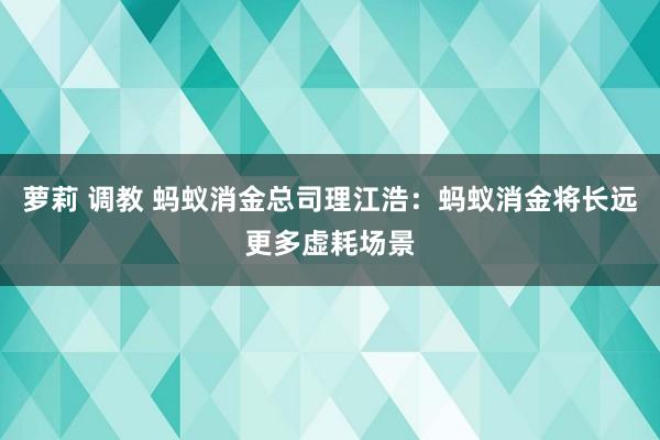 萝莉 调教 蚂蚁消金总司理江浩：蚂蚁消金将长远更多虚耗场景