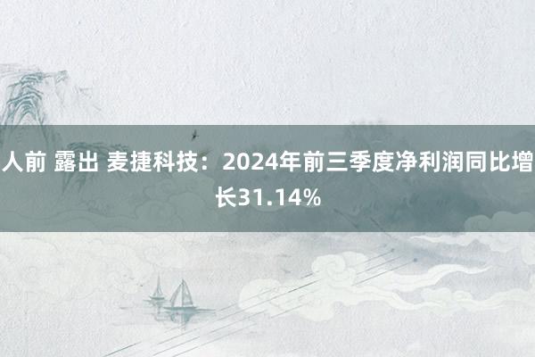 人前 露出 麦捷科技：2024年前三季度净利润同比增长31.14%