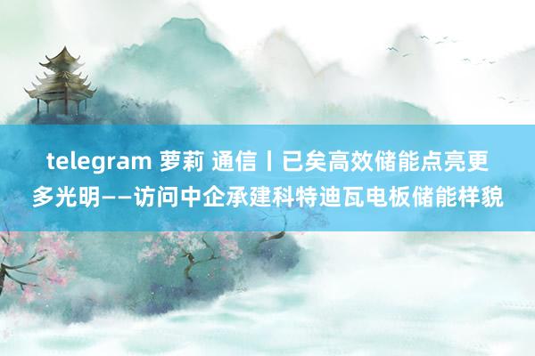 telegram 萝莉 通信丨已矣高效储能　点亮更多光明——访问中企承建科特迪瓦电板储能样貌