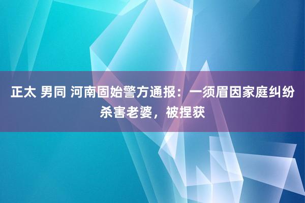 正太 男同 河南固始警方通报：一须眉因家庭纠纷杀害老婆，被捏获