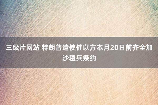 三级片网站 特朗普遣使催以方本月20日前齐全加沙寝兵条约