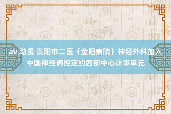 av 动漫 贵阳市二医（金阳病院）神经外科加入中国神经调控定约西部中心计事单元